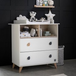 Commode 2 tiroirs et 2 niches boutons goutte Oslo