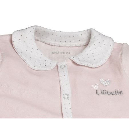 Pyjama velours Rose Lilibelle taille 3 mois