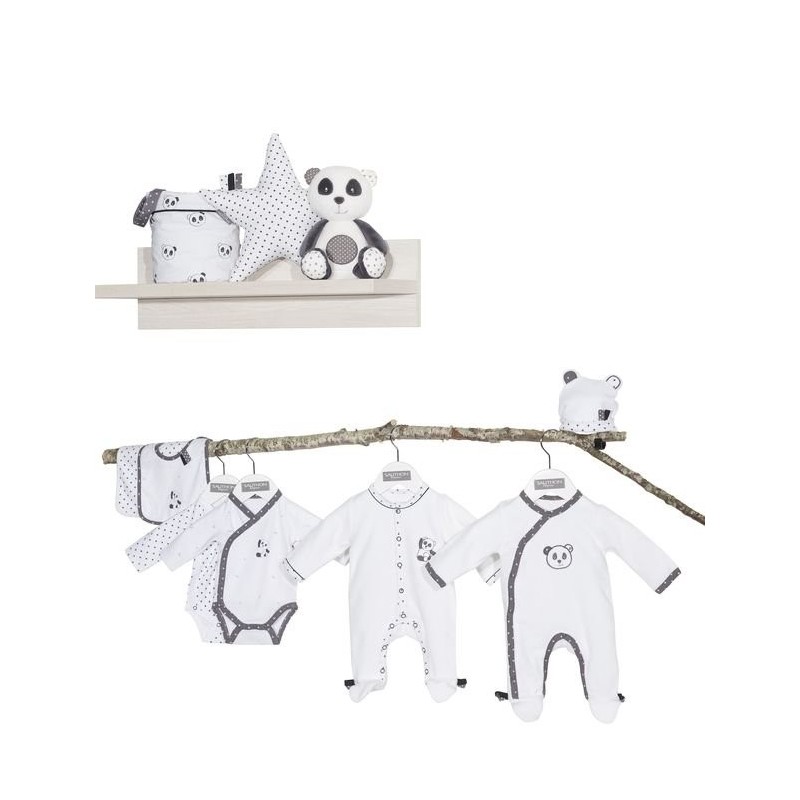 Pyjama velours Blanc noir taille 1 mois Chao Chao