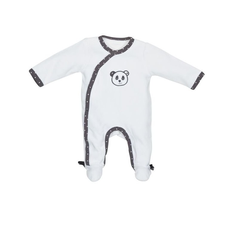 Pyjama aus Samt Weiß Schwarz Größe 3 Monate Chao Chao