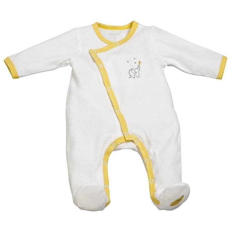 Pyjama velours Blanc Jaune Babyfan taille naissance