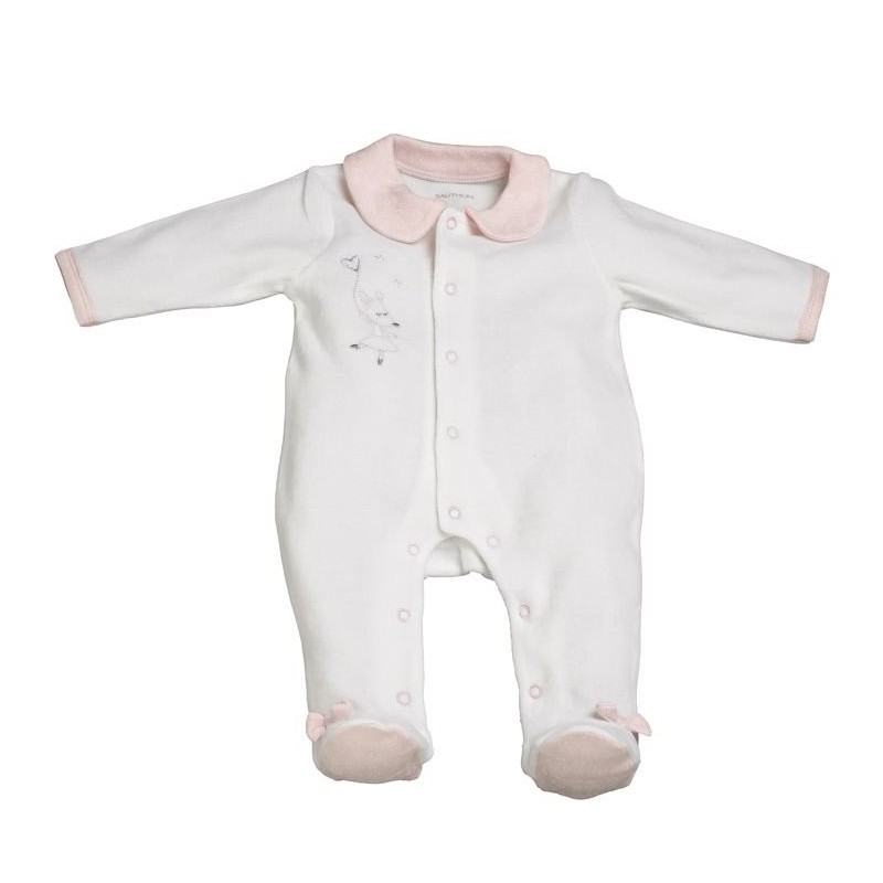Pyjama velours Blanc Lilibelle taille 1 mois