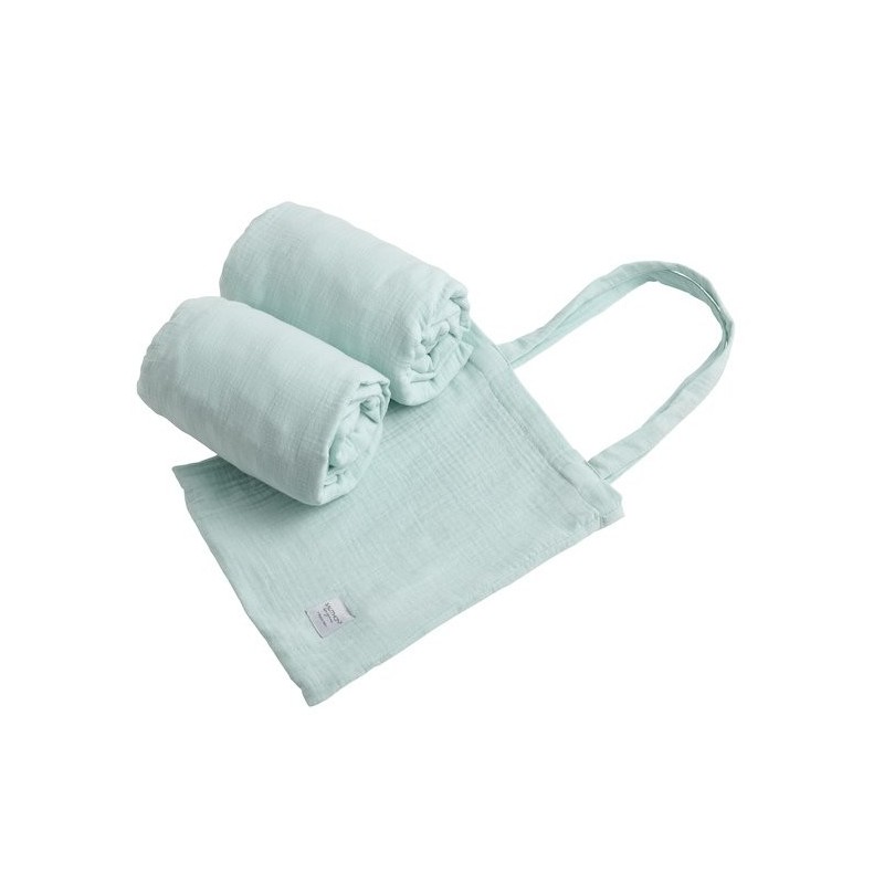 Juego de 2 sábanas bajeras ovaladas para cama 140x70 Sauthon Original Aqua Blue