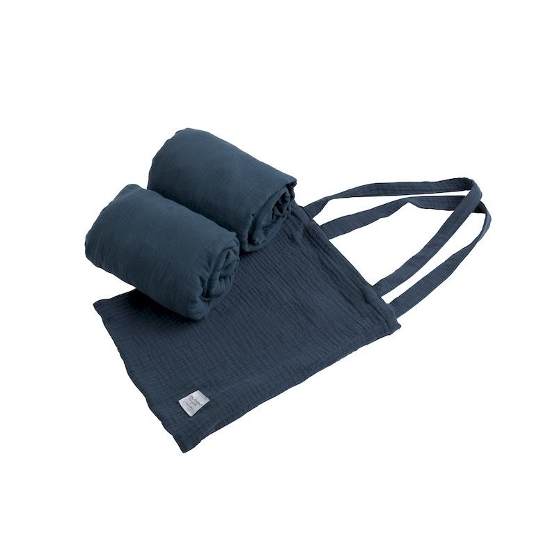 Lot de 2 draps housse rectangulaires pour lit 140x70 santé Bleu Saphir