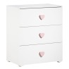 Commode 3 tiroirs boutons coeur Rose Basic