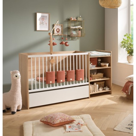 DUO LETTO CAMERA DA LETTO TRASFORMABILE CON SCAFFALE + ARMADIO A COLONNA IN ROVERE DORATO