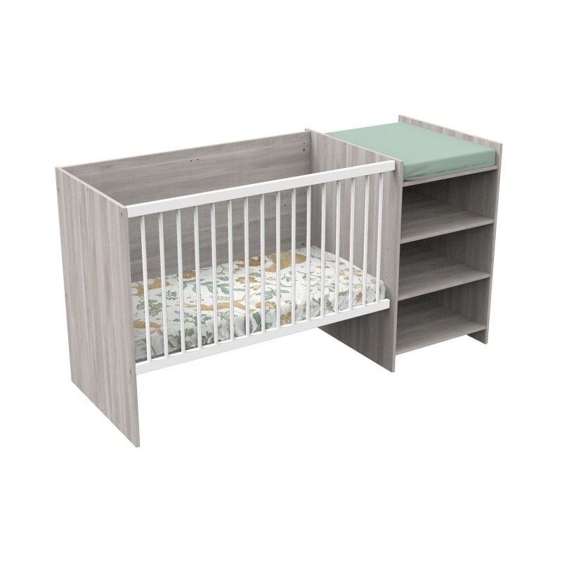 DUO BED: CONVERTIBLE BED WITH SHELVING UNIT + WALL CABINET IN SILEX OAK