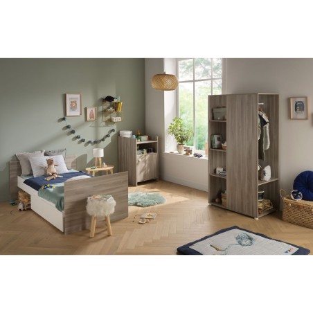 DUO BED SET (CONVERTIBLE BED + WARDROBE) IN SILEX OAK