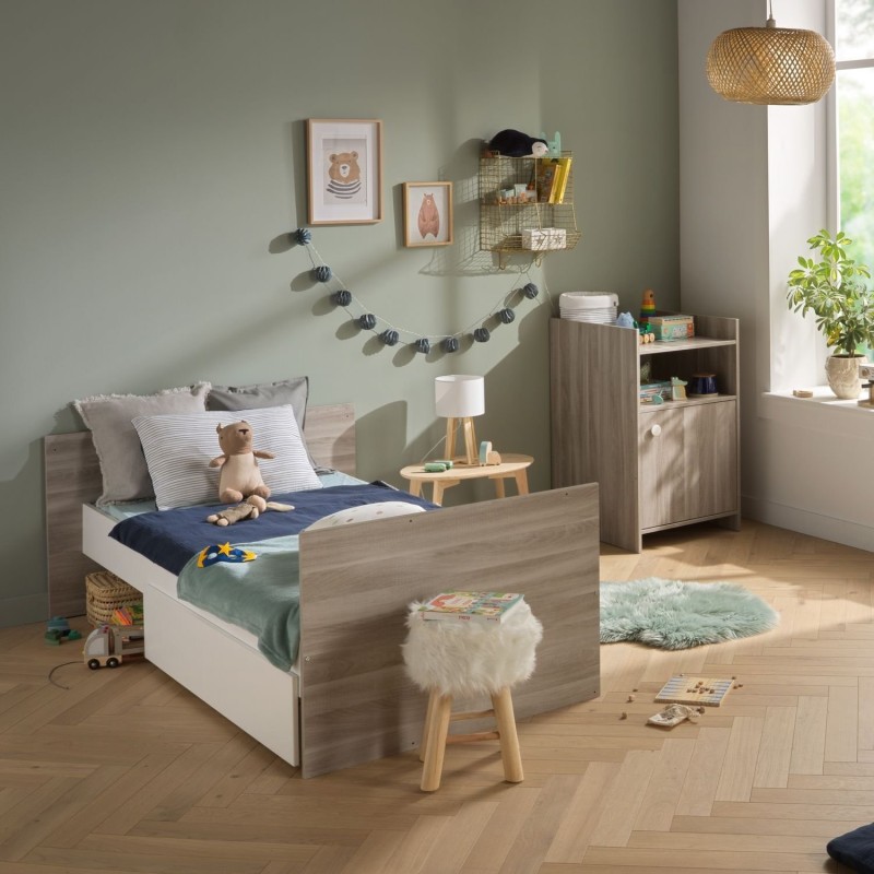 DUO BED SET (CONVERTIBLE BED + WARDROBE) IN SILEX OAK