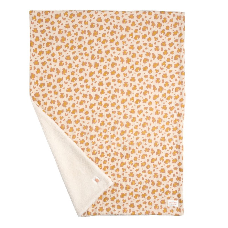 Manta para bebé con estampado de leopardo, de gasa de algodón y sherpa, de Petit Chou