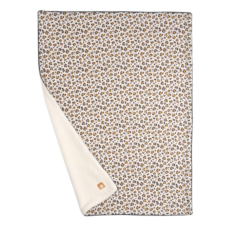 Baby-Decke mit Leopardenmuster aus Baumwollgaze und Sherpa