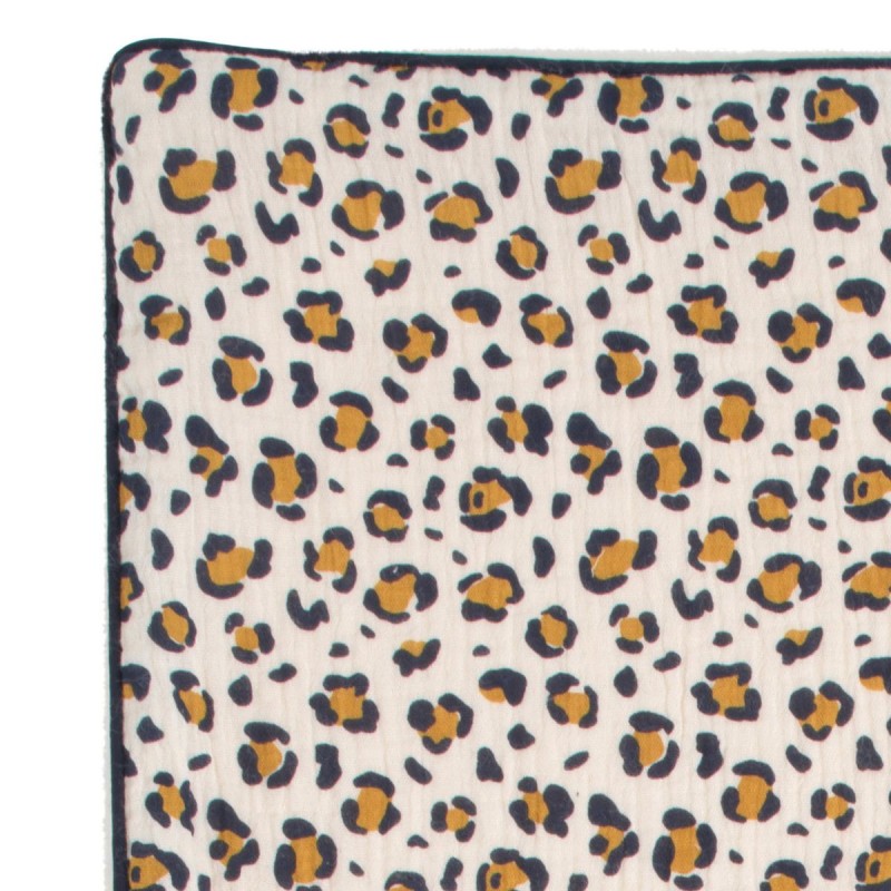 Manta para bebé con estampado de leopardo, de gasa de algodón y sherpa