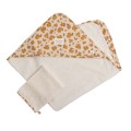 Capa de baño para bebé de gasa de algodón y manopla con estampado de leopardo de Petit Chou