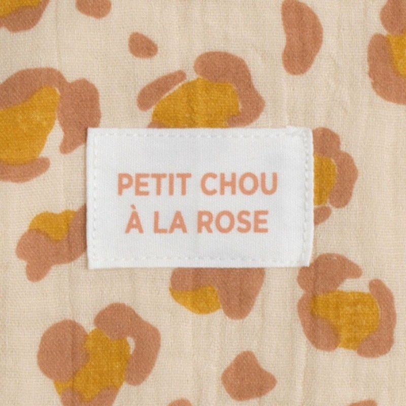 Capa de baño para bebé de gasa de algodón y manopla con estampado de leopardo de Petit Chou