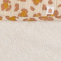 Capa de baño para bebé de gasa de algodón y manopla con estampado de leopardo de Petit Chou