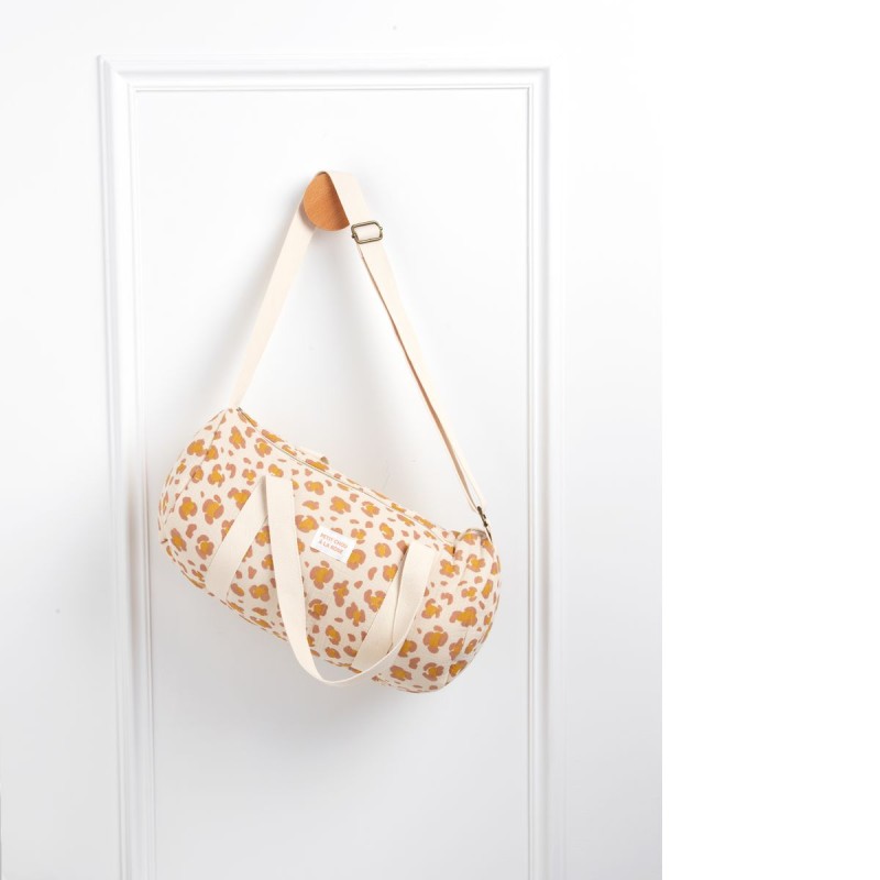Bolso tipo boliche de gasa de algodón con estampado de leopardo de Petit Chou