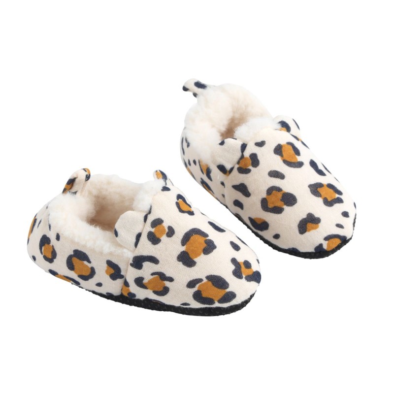 Pantofole per neonati foderate con stampa leopardata