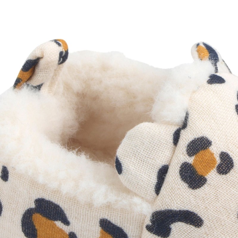 Pantofole per neonati foderate con stampa leopardata