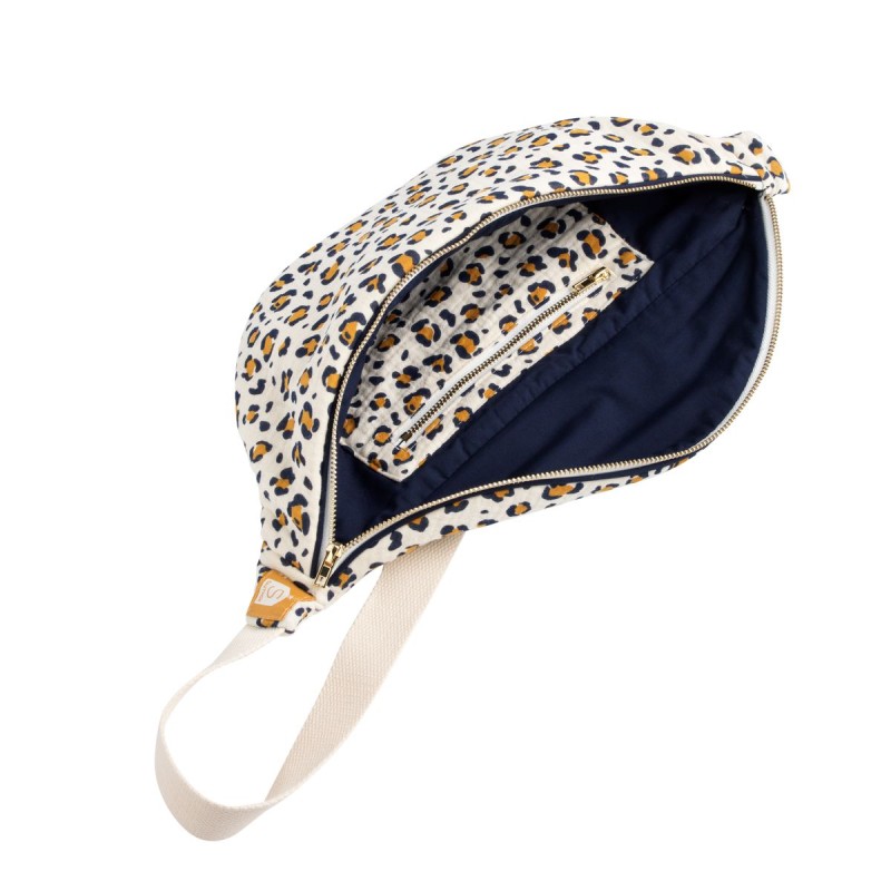Leopard-print cotton gauze fanny pack
