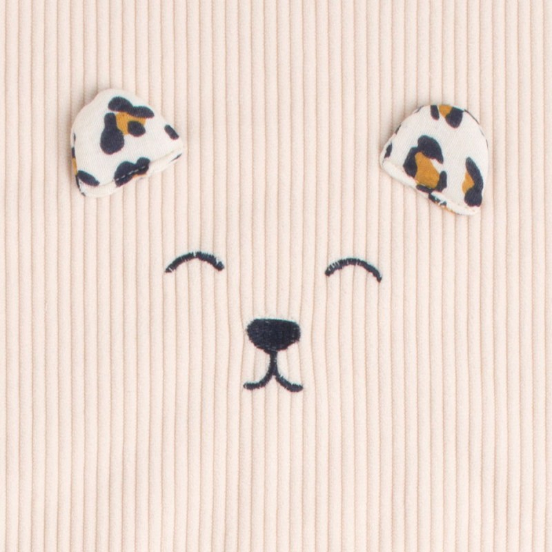 Leopard-print ribbed velour and sherpa baby blanket
