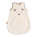 Winter baby sleeping bag for newborns in sherpa with leopard-print details