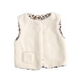 Gilet senza maniche per neonati in sherpa con interno in garza di cotone leopardata
