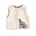 Gilet senza maniche per neonati in sherpa con interno in garza di cotone leopardata