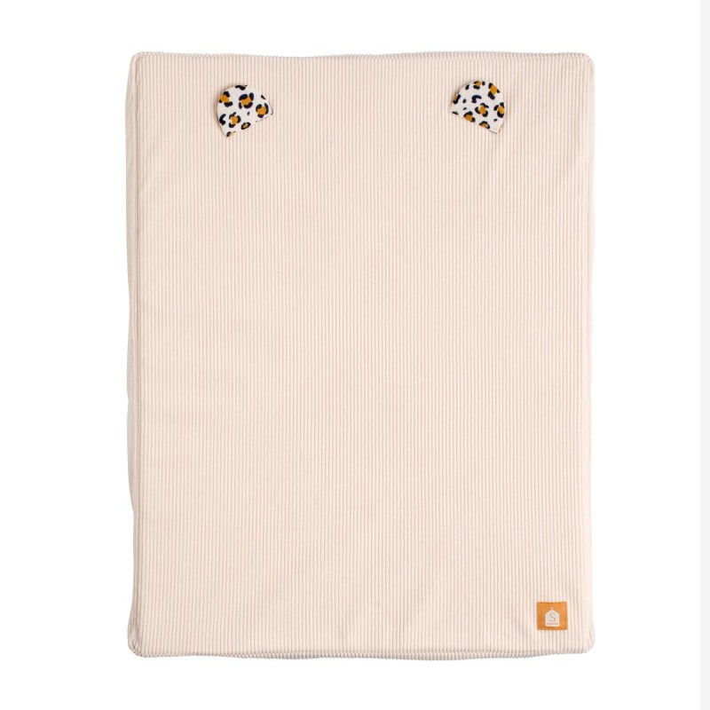 Wickelauflage mit Bezug aus Rippvelours und Leoparden-Handtuch