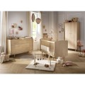 Comò con 5 cassetti e 2 ante, finitura rovere vintage e maniglie dorate My Love