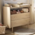 2-drawer chest with 1 open compartment, vintage oak finish, gold handles – My Love