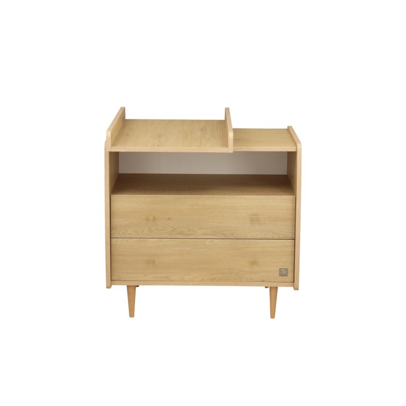 Sliding changing table for a 2-drawer dresser with a vintage oak finish (My Love)