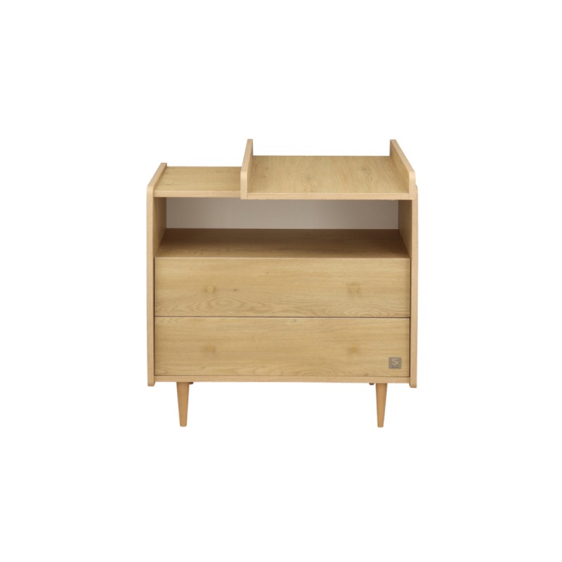 Plan à langer coulissant pour commode 2 tiroirs décor chêne vintage My Love