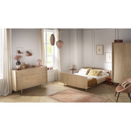 140x190 cm bed frame in My Love vintage oak finish