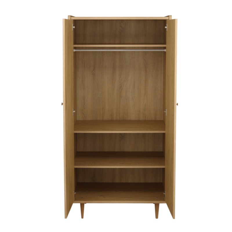Armadio a 2 ante con maniglie dorate e finitura in rovere vintage My Love