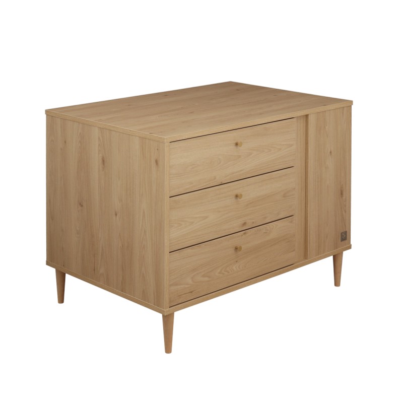 Mobile per bambini in elegante legno di quercia con vani portaoggetti su 3 lati