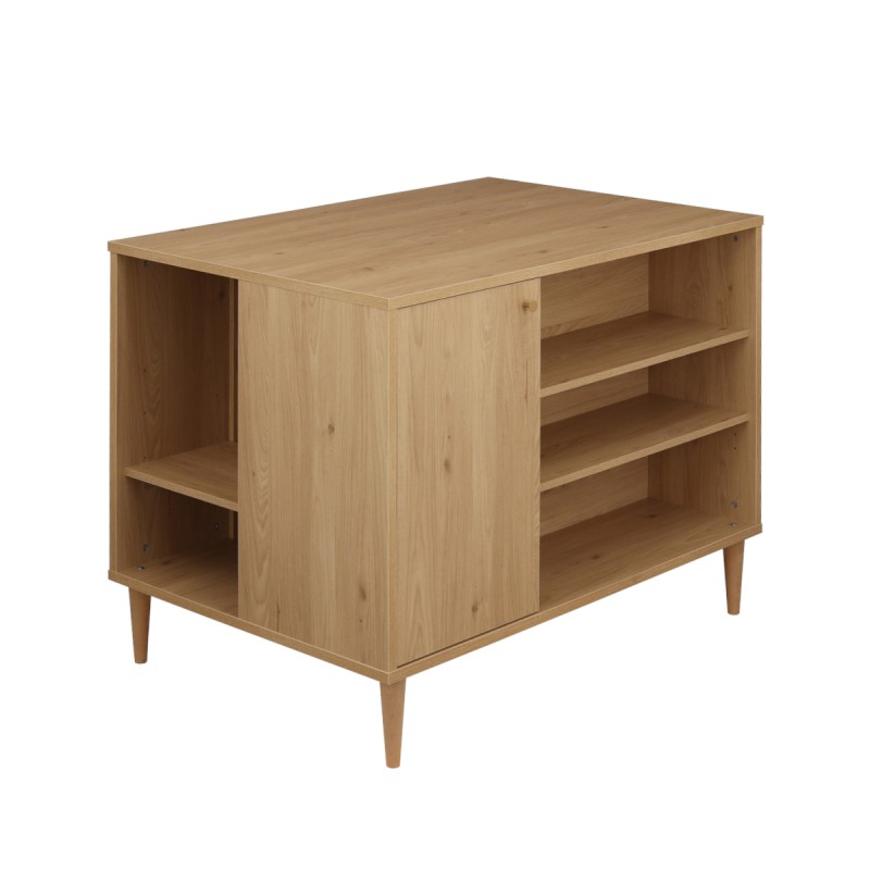 Mobile per bambini in elegante legno di quercia con vani portaoggetti su 3 lati