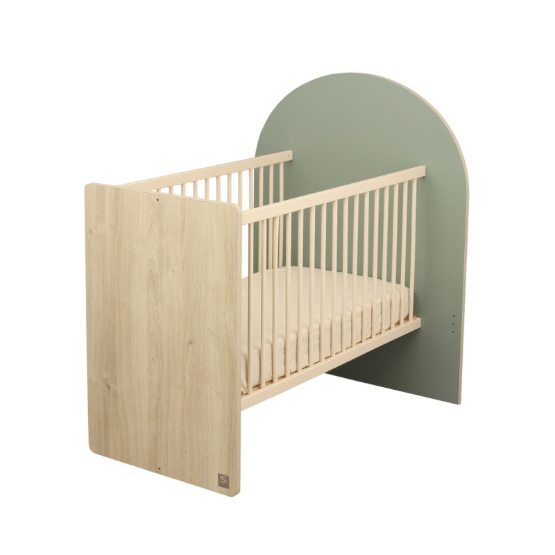 Mitwachsendes Babybett 120 x 60 cm, umbaubar auf 90 x 190 cm – Arche – Salbei