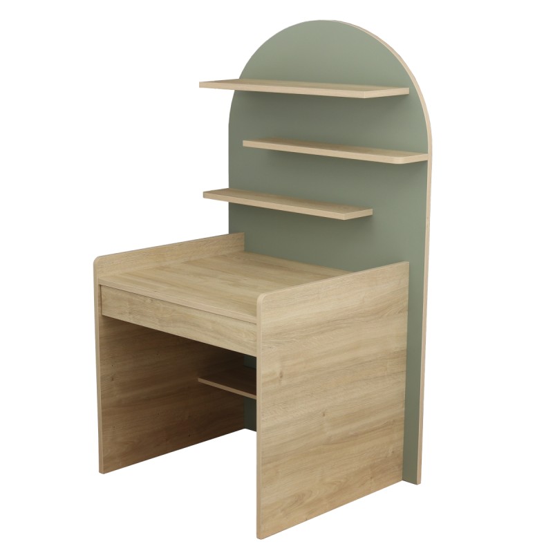 Schreibtisch – Sepia-Eiche-Optik, Bogenform