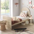Junior bed 90x190 cm - sepia oak finish - arched headboard