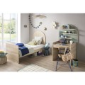 Jugendbett 90 x 190 cm – Sepia-Eiche-Optik – Kopfteil in Bogenform