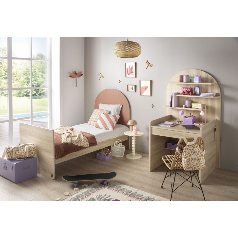 Junior bed 90x190 cm - sepia oak finish - arched headboard