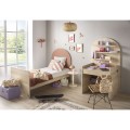 Jugendbett 90 x 190 cm – Sepia-Eiche-Optik – Kopfteil in Bogenform