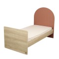 Jugendbett 90 x 190 cm – Sepia-Eiche-Optik – Kopfteil in Bogenform