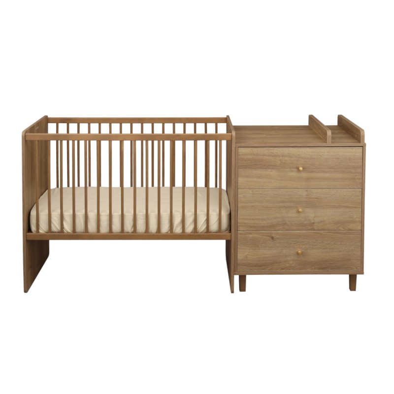 120x60 convertible bed that can be adjusted to 90x190, Mokka oak finish