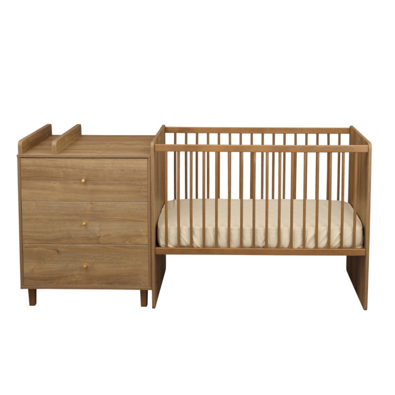 Kombiniertes Bett 120 x 60 cm, umbaubar auf 90 x 190 cm, in Eiche-Mokka-Optik
