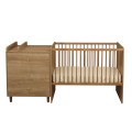 Cama combinada de 120 x 60 cm, ampliable a 90 x 190 cm, con acabado en roble Mokka
