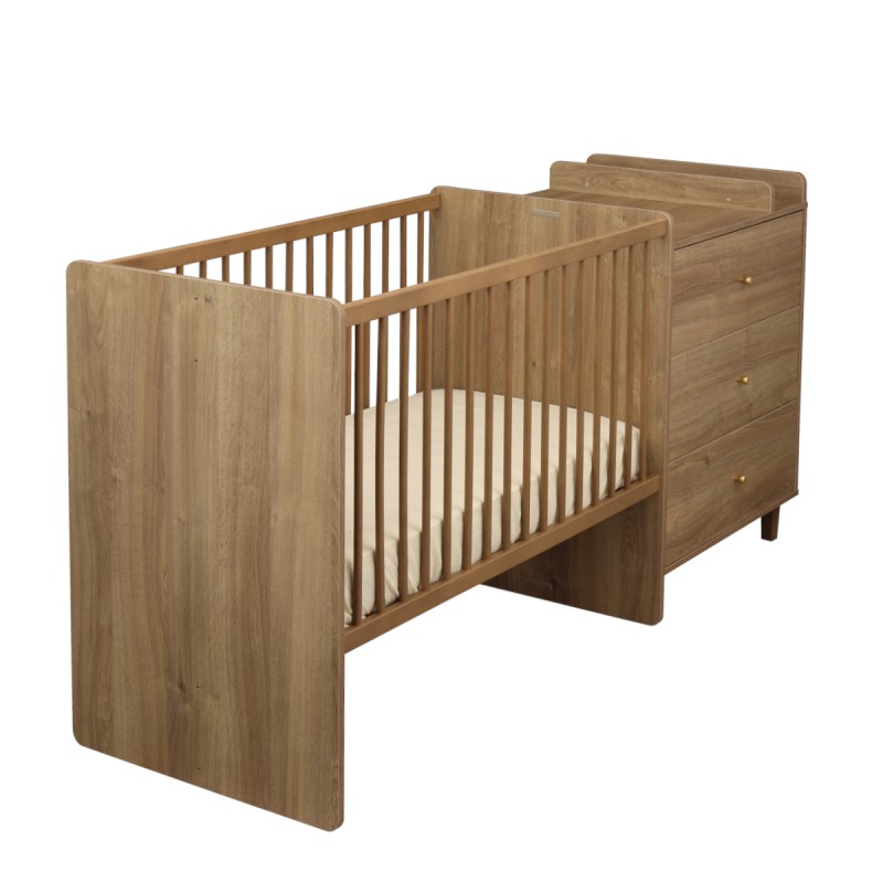 Kombiniertes Bett 120 x 60 cm, umbaubar auf 90 x 190 cm, in Eiche-Mokka-Optik