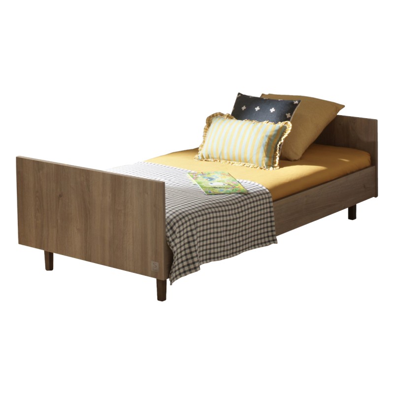 Letto per ragazzi 190x90 cm con finitura in rovere Mokka