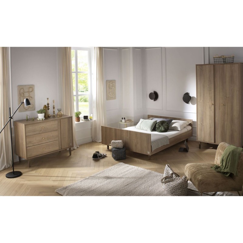 Struttura letto 140x190 con finitura in rovere Mokka