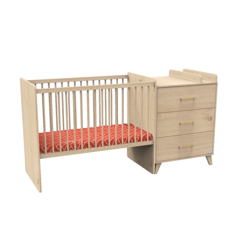 Kombiniertes Bett 120 x 60, umbaubar auf 90 x 190 – Arty